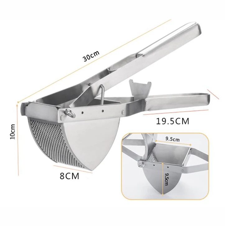 12-Inch Heavy-Duty Stainless Steel Potato Ricer Food Press Strainer for Fruit and Vegetables Versatile Potato Masher Tool