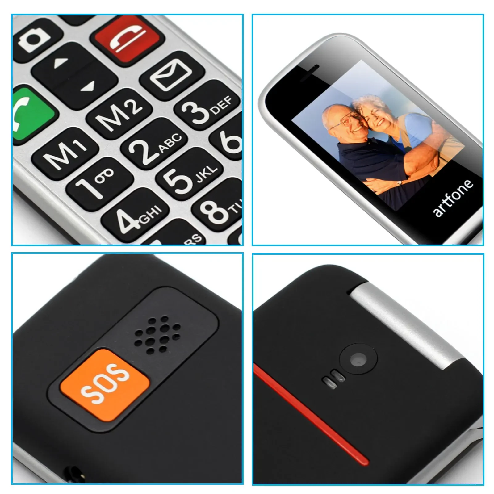 Artfone CF241A Flip Big Button Senior Mobile Phone For Elderly Unlocked Celulares Duall Sim Wireless FM SOS  GSM 2G