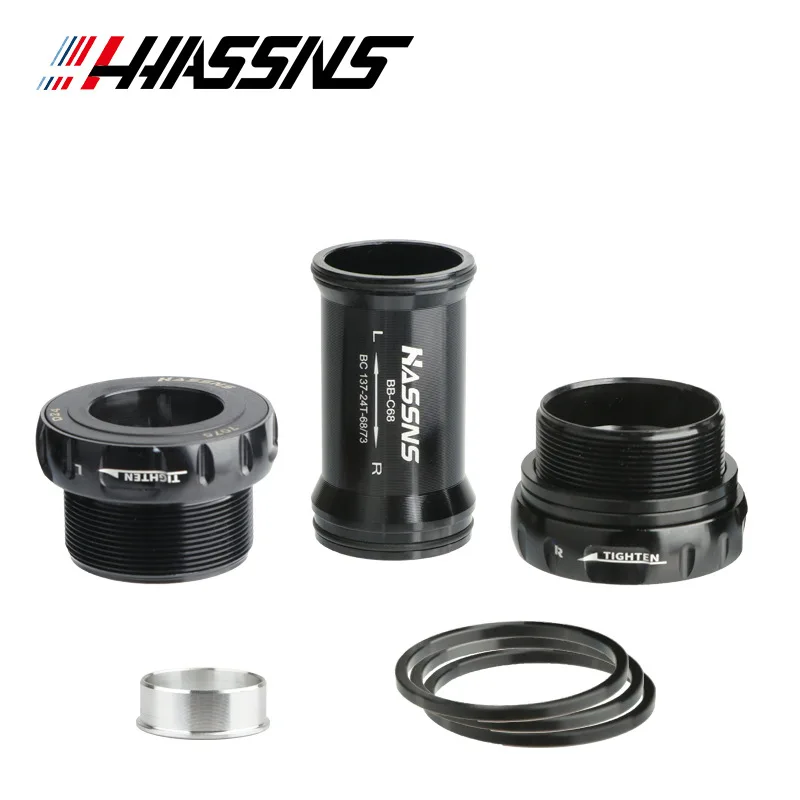 High quality HASSNS BSA Bottom Bracket 68mm 73 Thread Lock CERAMIC Bearing  MTB Road Bike Frame 24mm Axle DUB Crank