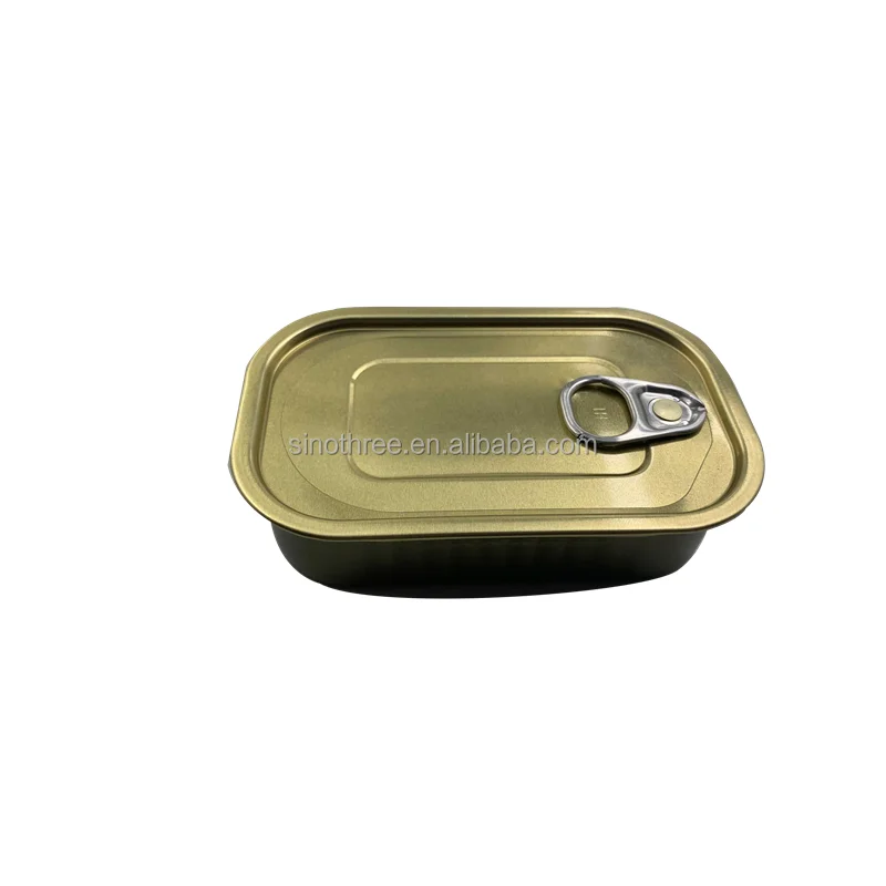On Promotion Customization 85g 105g 125g Empty Rectangular Tinplate Tin Can for Sardine tuna  Packaging with easy open lids #311