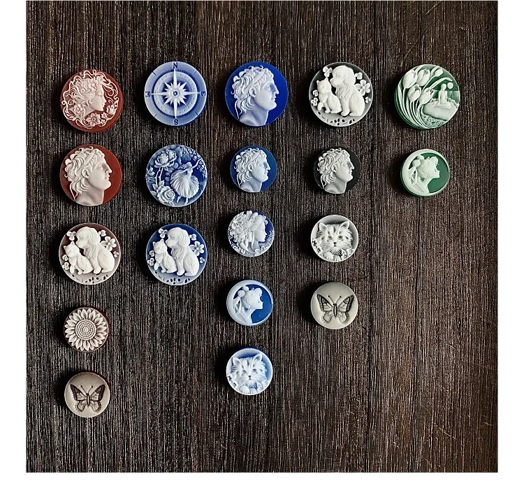 Original Design Carving Factory Blue Cammeo  Stone Carved Lady Lucky Bird  Cameo jewelry For Victorian Art Jewelry Making