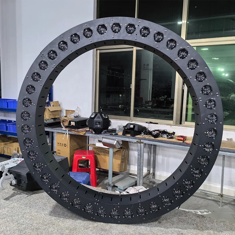 Supershow Kinetic Ring DMX Winch Stage Kinetic Led Lifting Beam Led Circle Ring Light for Nightclub Party Disco