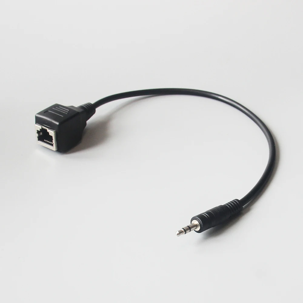 Wholesale RJ45 Female to 3.5mm Audio cable ethernet socket to AUX Plug for Touch Screen Display KTV Controller