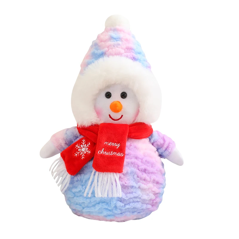 Festival Decoration Kids Cute Christmas Gift Rainbow Color Snowman Custom Plush Doll Soft Toy
