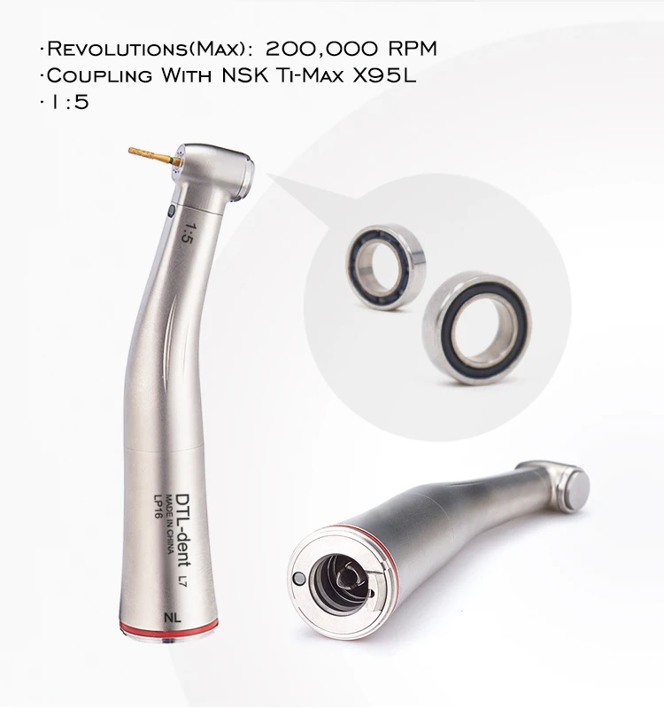 Best dental 1:5 contre angle handpiece red e type electric handpiece air turbine high speed handpiece use with electric motor