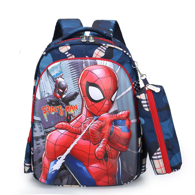 2-in-1 Spiderman 3D Printing Travel Backpack Spiderman School Bag Backpack for Kids with Pencil Case
