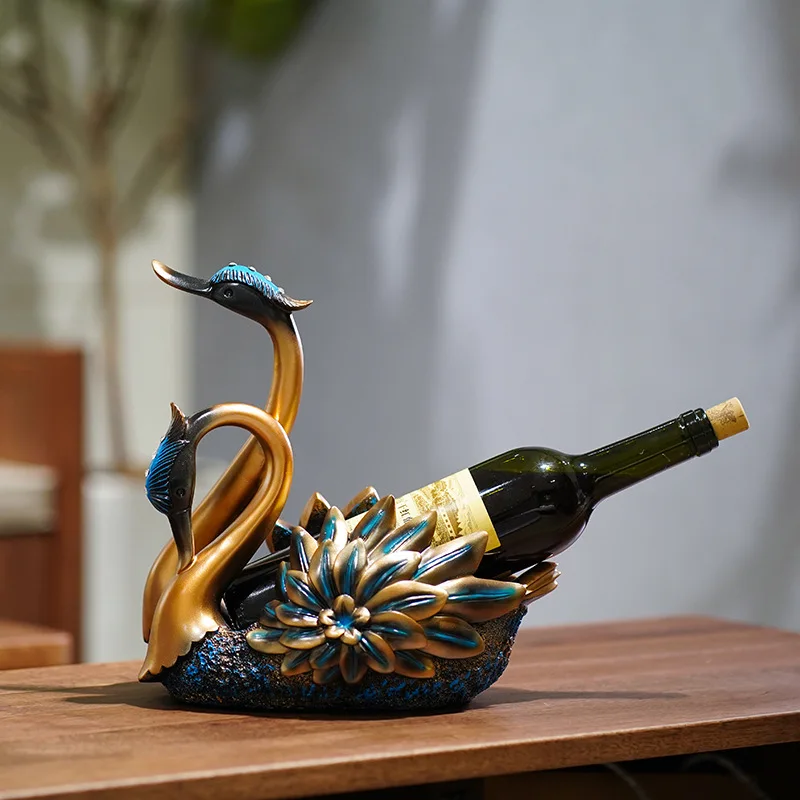 European Swan Ornaments Red Wine Rack Resin Crafts Luxury Home Wine Cabinet Decorations Creative Christmas Accessible Living
