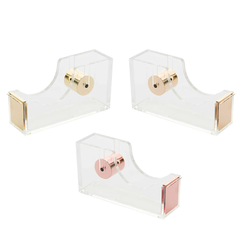 School&Office Clear Rose Gold Modern Design Acrylic Design Office Desktop Tape Dispenser