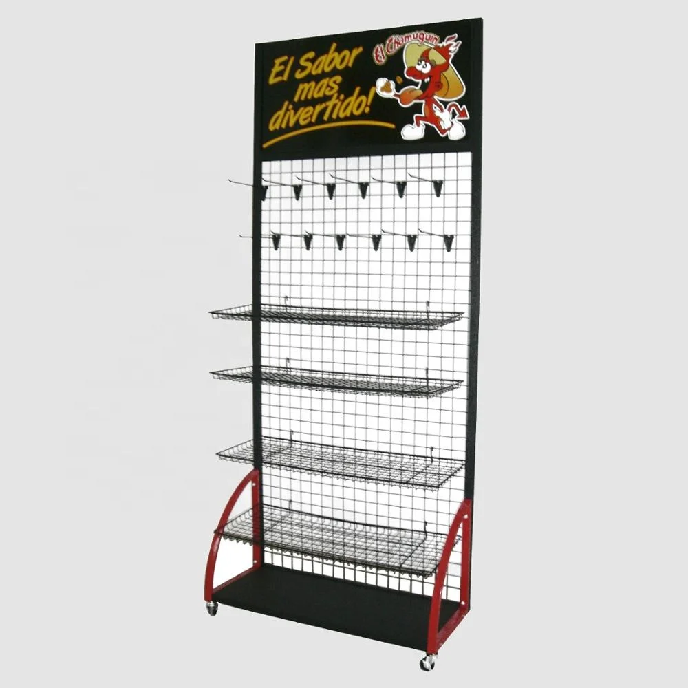 Supermarket Metal Wire Snacks Mesh Display Rack Stand chocolate snack food display rack