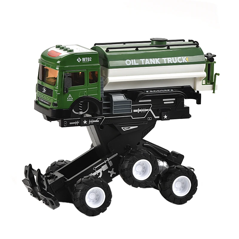 Hot Selling Alloy Inertial City Sanitation Car Model Pull Back Friction Oil Tank Truck Toys With Light And Music