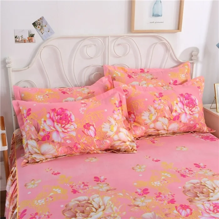 New Bunk Print bedding bedspread duvet cover 4 pcs bed skirt