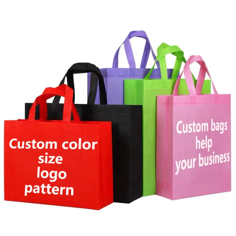 Eco recycling non woven printing jute cotton pink foldable luxury boutique reusable custom shopping bag with logo for takeaway