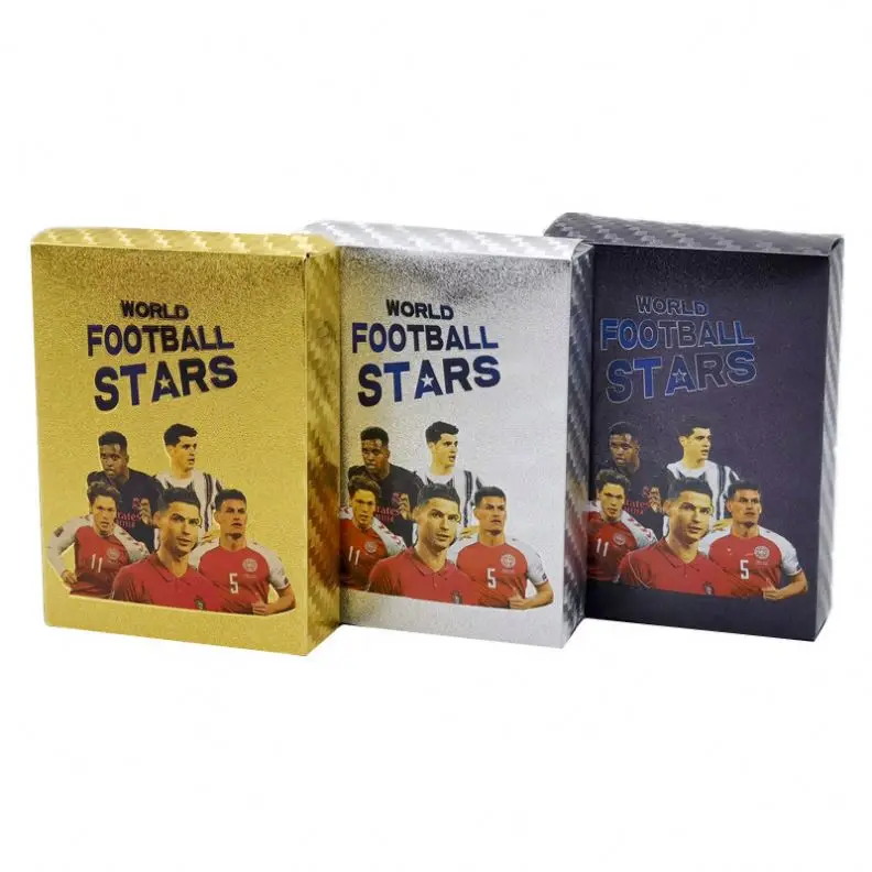 Wholesale 55pcs/box World Football Star Game Collection Transaction Card Gold Foil Football Star Ronaldo Messi Football Player T