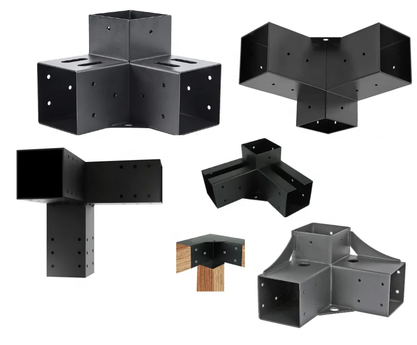 Custom Styles Heavy Duty 3-Way Carbon Steel 4x4/6x6/8x8 Black Pergola Bracket  Pergola Bracket Brackets