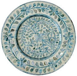 Wholesale Vietnam Placemats Mother Of Pearl Inlay Nacre Wood Charger Plates For Wedding blue pattern