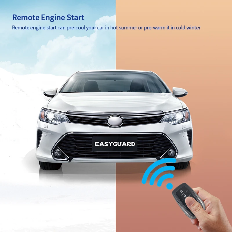 Универсальная EC002-T2-NS-NFC Автомобильная сигнализация EASYGUARD с предупреждением о вибрации Пассивный бесключевой вход дистанционный запуск