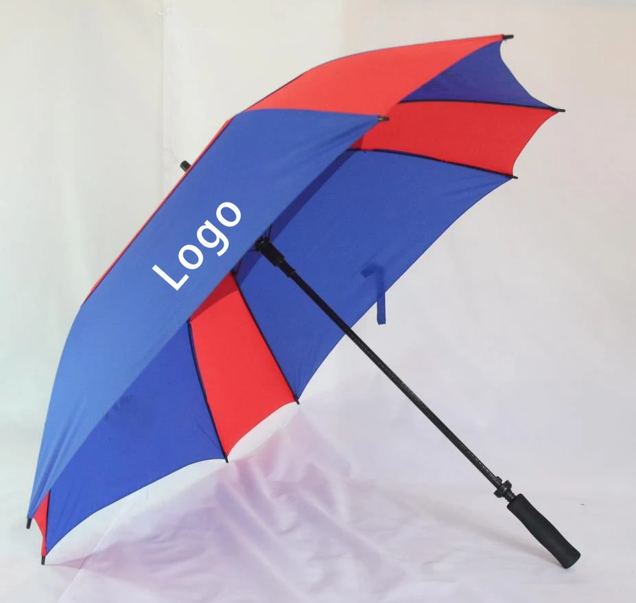 Best selling Waterproof Promotion Double Canopy Custom Logo Vented Umbrellas Windproof Square Golf Umbrella
