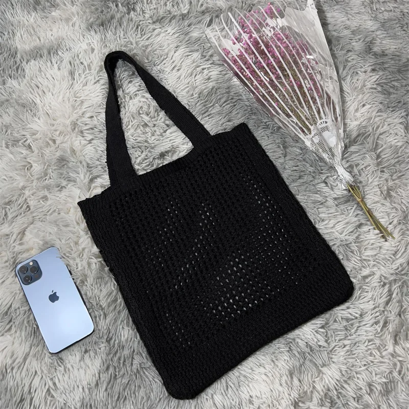 Women Knit Hobo Tote Bag Summer Aesthetic Crochet Shopping Bags Casual Mesh Shoulder Handbag Hand Crochet Bag