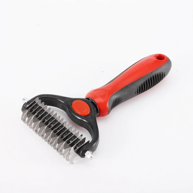 Customized Dog Cat Hair Rake Comb Stainless Steel Pet Beauty Remover with Rubber Plastic Handle Pet Shaving Knife Hair Removal