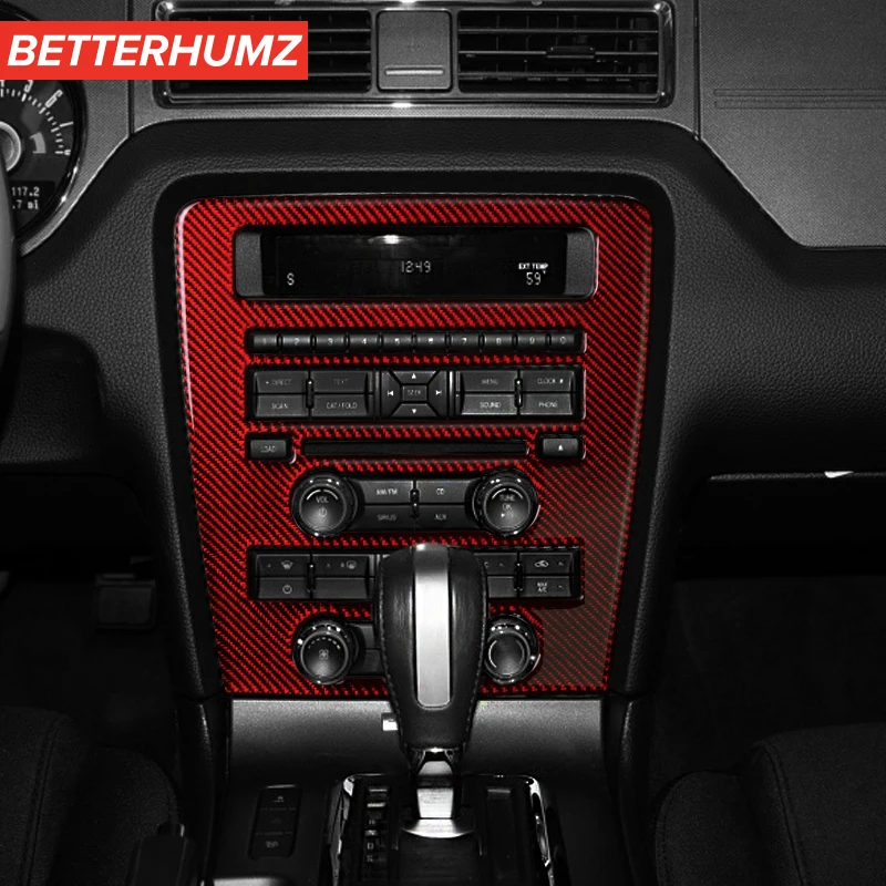 Украшение для кузова автомобиля Ford Mustang 2009-2013, наклейка из углеродного волокна, Центральная панель управления компакт-диском, автомобильные чехлы, внутренние автозапчасти