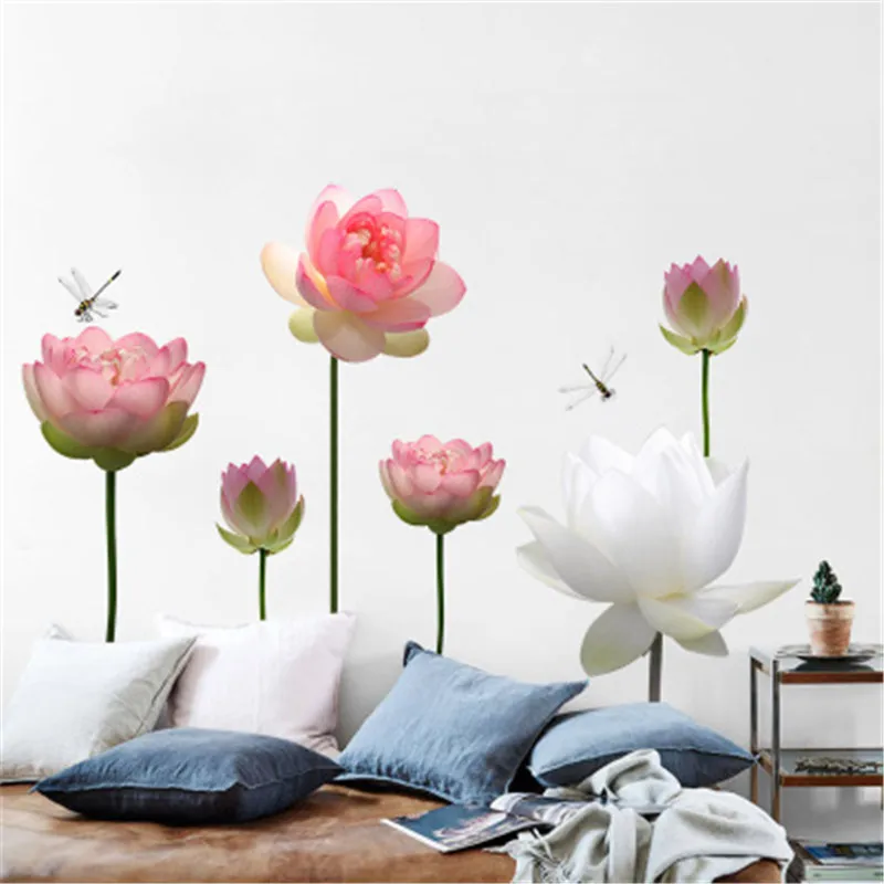 Lotus and Dragonfly waterproof modern design decorative wall mural TV background landscape wallpapers
