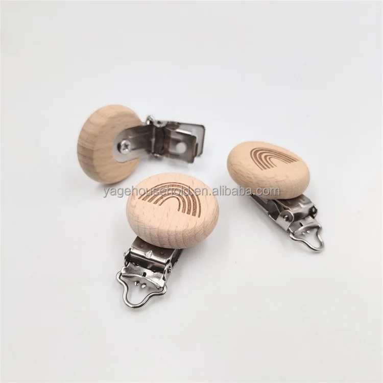 Natural Beech Wooden Pacifier Clip Baby Pacifier Clips Dummy Clips  DIY Pacifier Chain Nursing Accessory