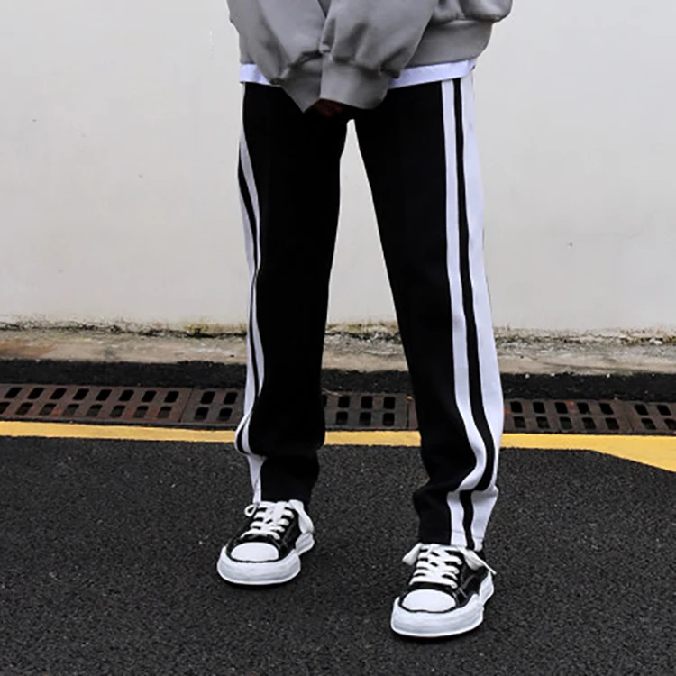 CONKLAB college oem black tapered softshell school style side stripe tracksuit boys hiking wide leg pants for women