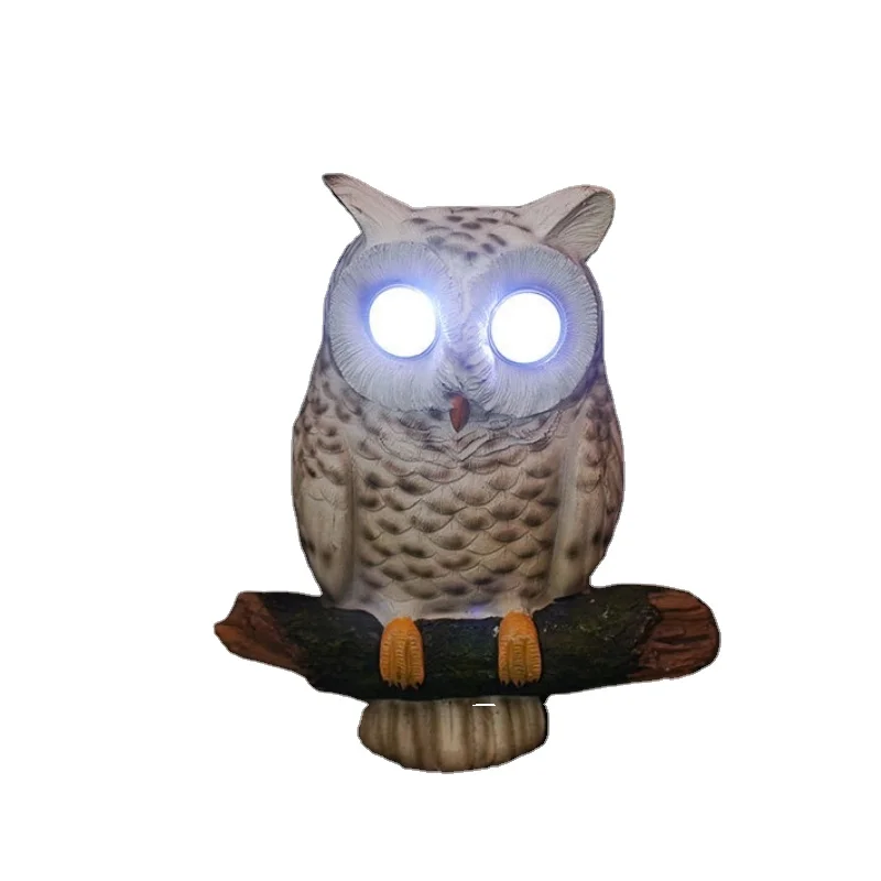 Owl Statues Tree Sculptures Outdoor Garden Statues Solar Light Owl Tree Ornaments For Garden Owl Outdoor Decor Resin
