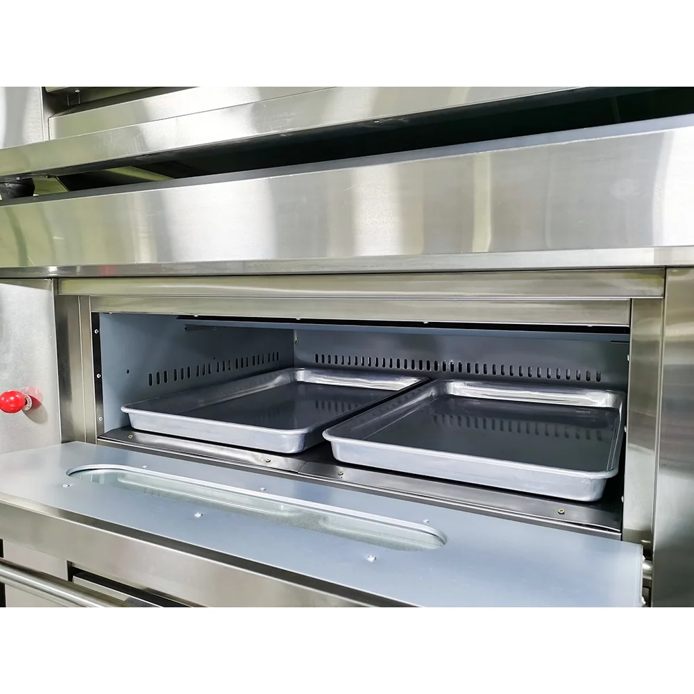 3 Deck 6 Tray Professional Big Baking Oven For Bread Cookies Stone Oven Using Gas Baking Oven With Steam Injection Machine