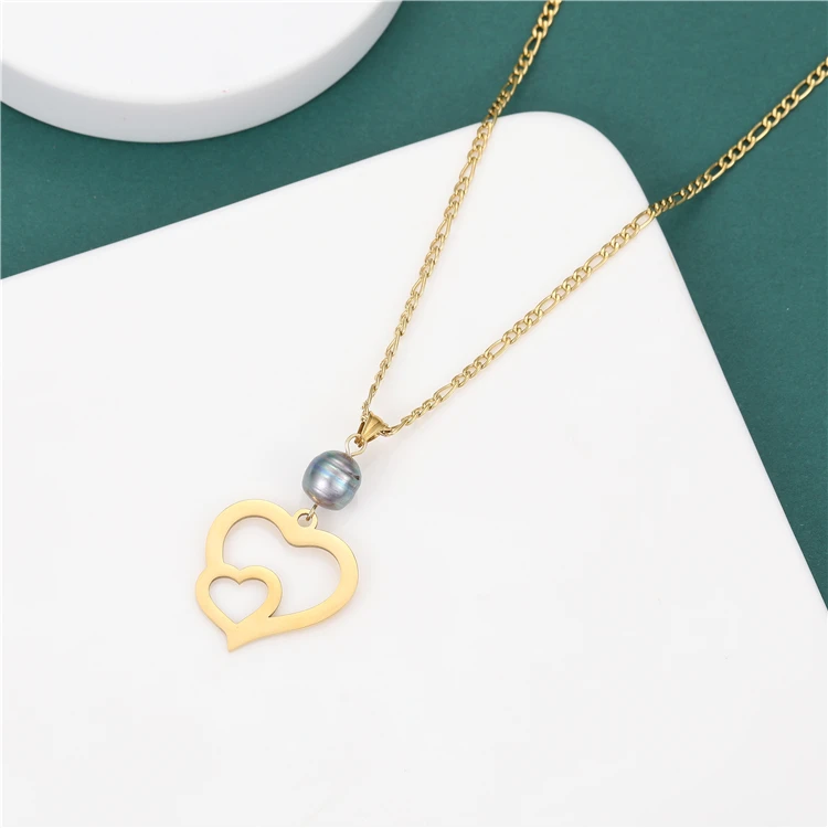 Simple and stylish 14K stainless steel couple jewelry Love necklace earrings set gift