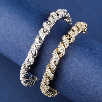 BR-0316 Luxury Hip Hop Crystal Hemp Rope Bracelet Diamond Bracelet Fashion Chain Charms For Bracelet Making Jewelry