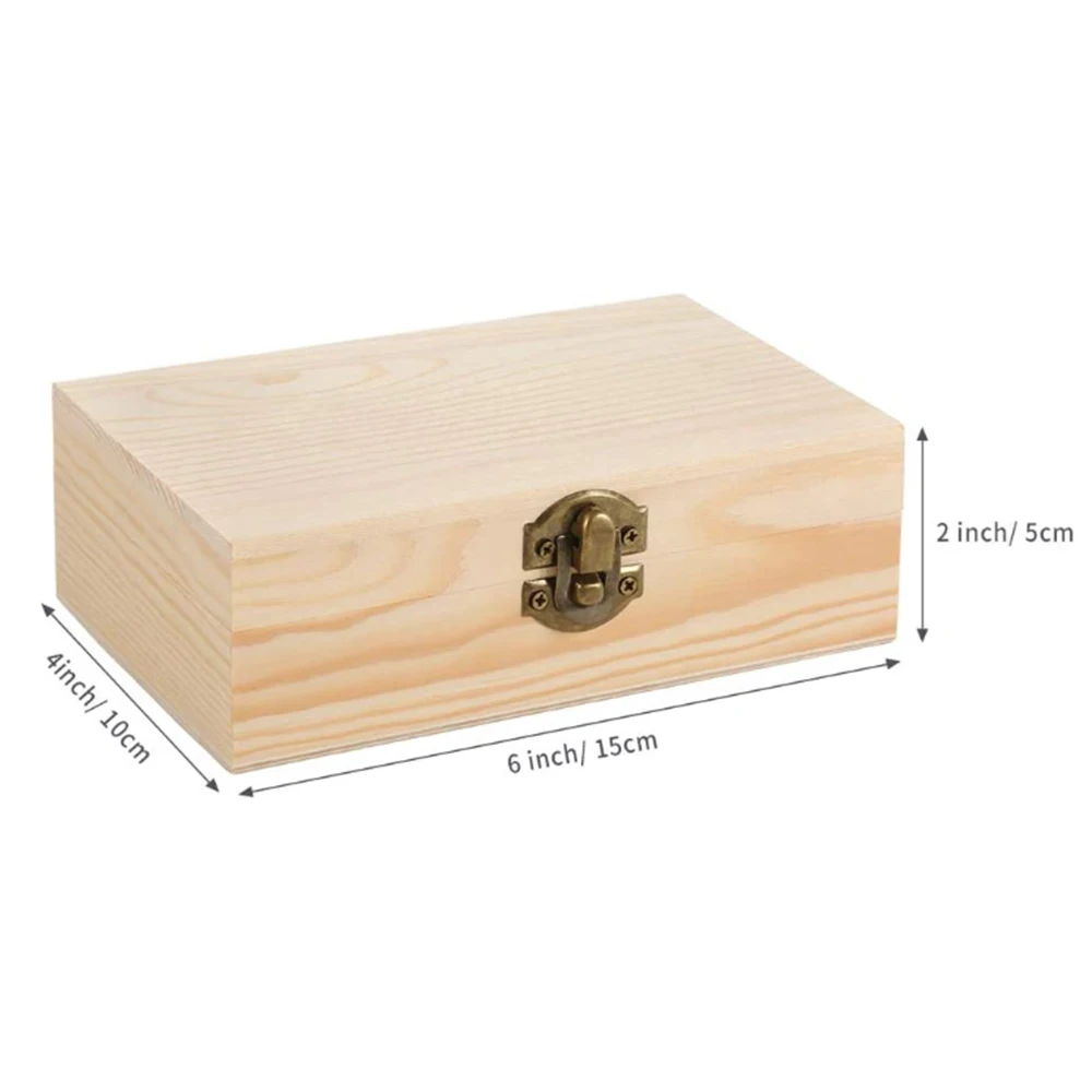 Прямоугольный ящик для хранения из необработанной сосны с откидной крышкой для рукоделия