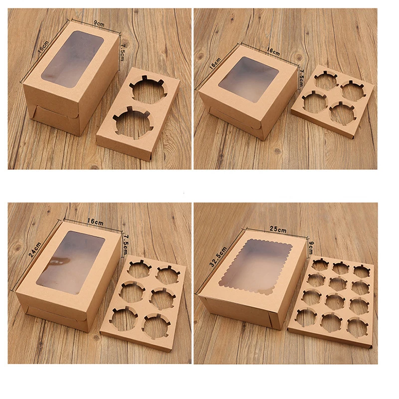 Hotselling Cheap Paper Boxes Unique Elegant Folding Mini Packaging Food Grade Kraft Paper Cake Packaging Box PVC Window