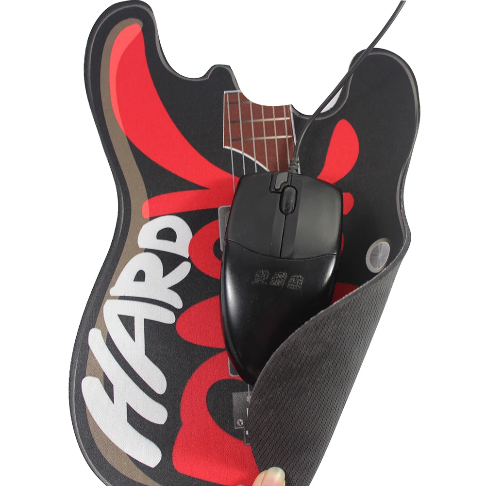 Custom Advertisement Rubber Back Soft Cloth Top Gaming Mouse Pad with guitar shape