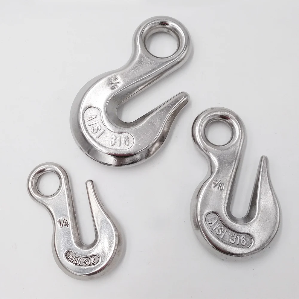 Stainless Steel Hook Heavy Type Cargo Slip Hook SS304 SS316 Eye Chain Grab Hook