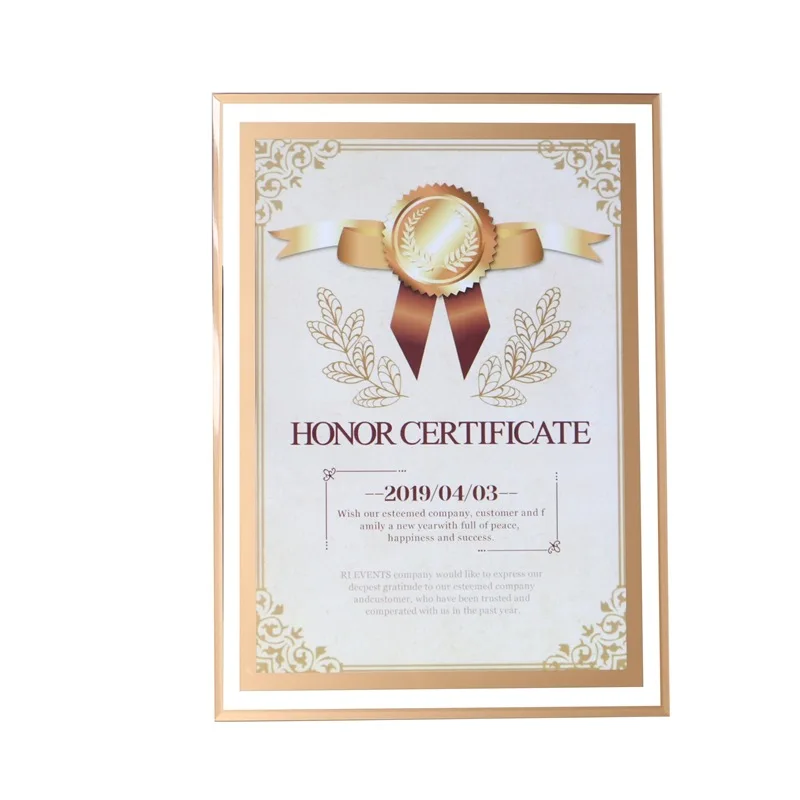 High Quality Glass Certificate Frame Authorized Certificate Honorary Certificate Graduation Photo Crystal Glass Photo Frame