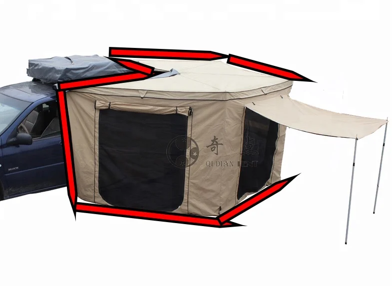 2.5M Radius Foldable Easy Opened Car Camping Roof Top Tent 270 Dachzelt Grad Markise