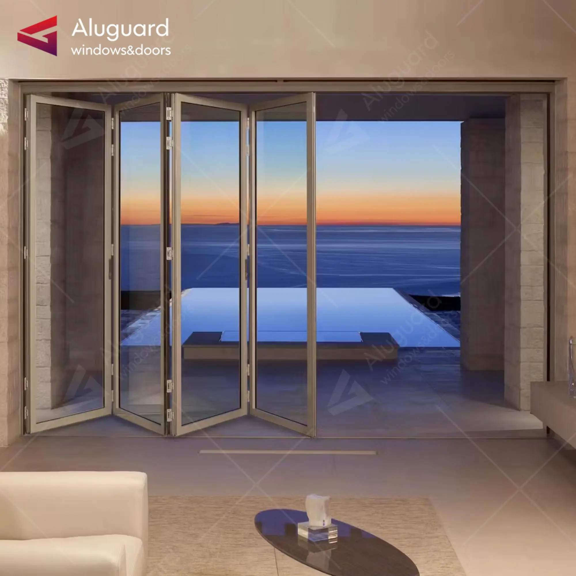 Aluminum Profile Bi Fold Security Entry Folding Door Wholesale Manufacturer Bi Fold Kitchen Patio Accordion Door