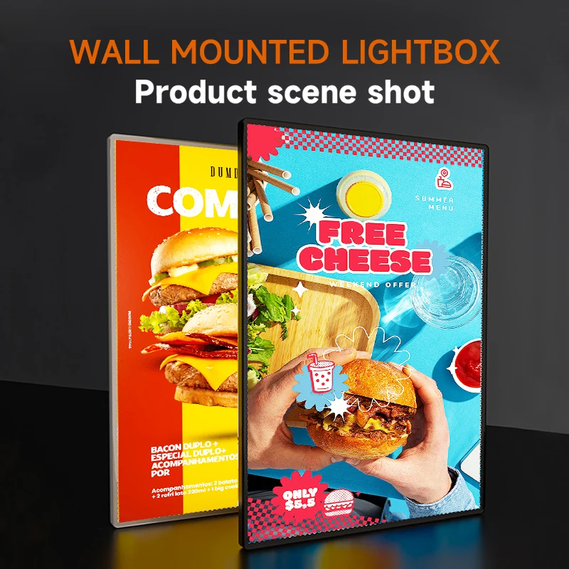 A1 A2 A3 A4 Design Indoor Exhibition LED Light Box Wall Mount Advertising LED Lightbox with Tempering Glass