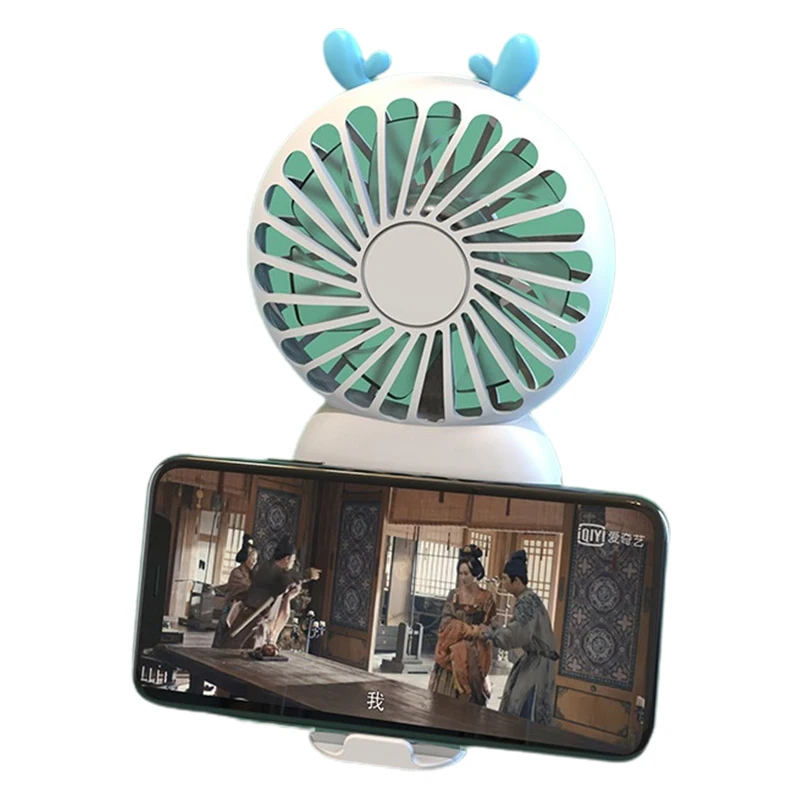 Waterproof desk table handheld portable fan mobile phone holder base air cooling cute animal shape usb rechargeable mini fans
