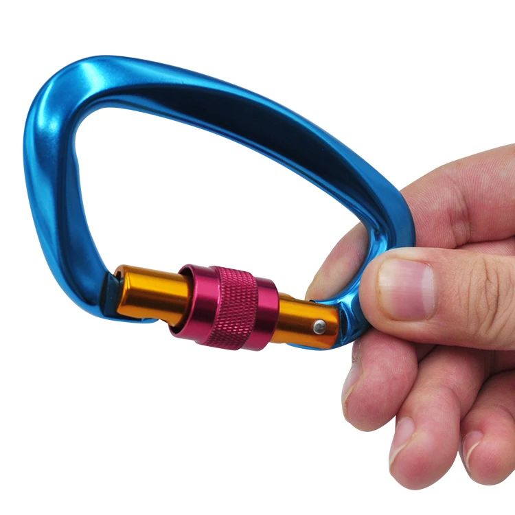 
Ailot High Quality 25KN CE Aluminum Screwgate Locking Snap Hook Rock Climbing Carabiner Clips 