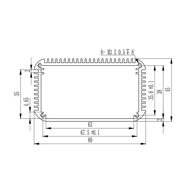 YONGU W04 80*1Umm Aluminum Housing CNC Machining Parts Audio Po*ersoft Black Car Amplifiers Chassis