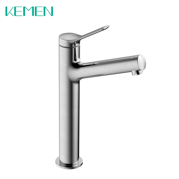KEMEN Wholesale Single Hole Tall Bathroom Sink Faucet Stainless Steel Water Wash Basin Tap Mixer Faucet