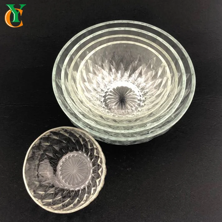 
cheap 5pcs 4inch 5inch 6inch 7inch 8inch set clear round glass bowl storage fruit salad vegetable 