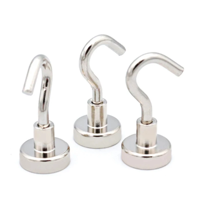 XH Withstand 8kg Strong Neodymium Magnet Hooks No Punching Powerful Magnet Hook with Metal Suction Sheet  For Home Kitchen