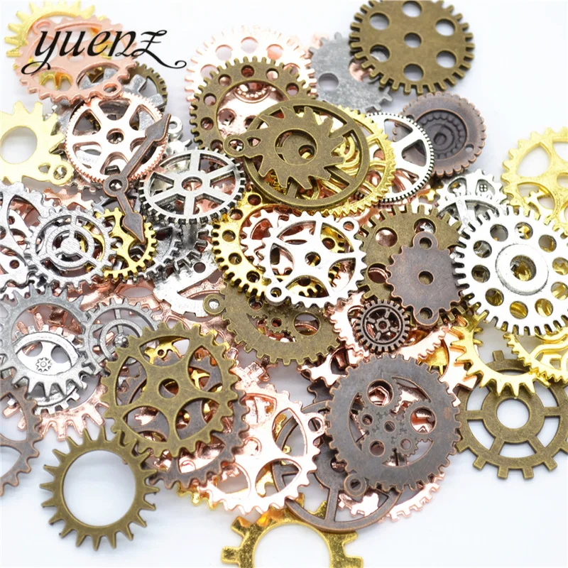 50pcs/bag Small Size 8-15mm Mix Alloy Mechanical Steampunk Cogs & Gears Diy Accessories U010