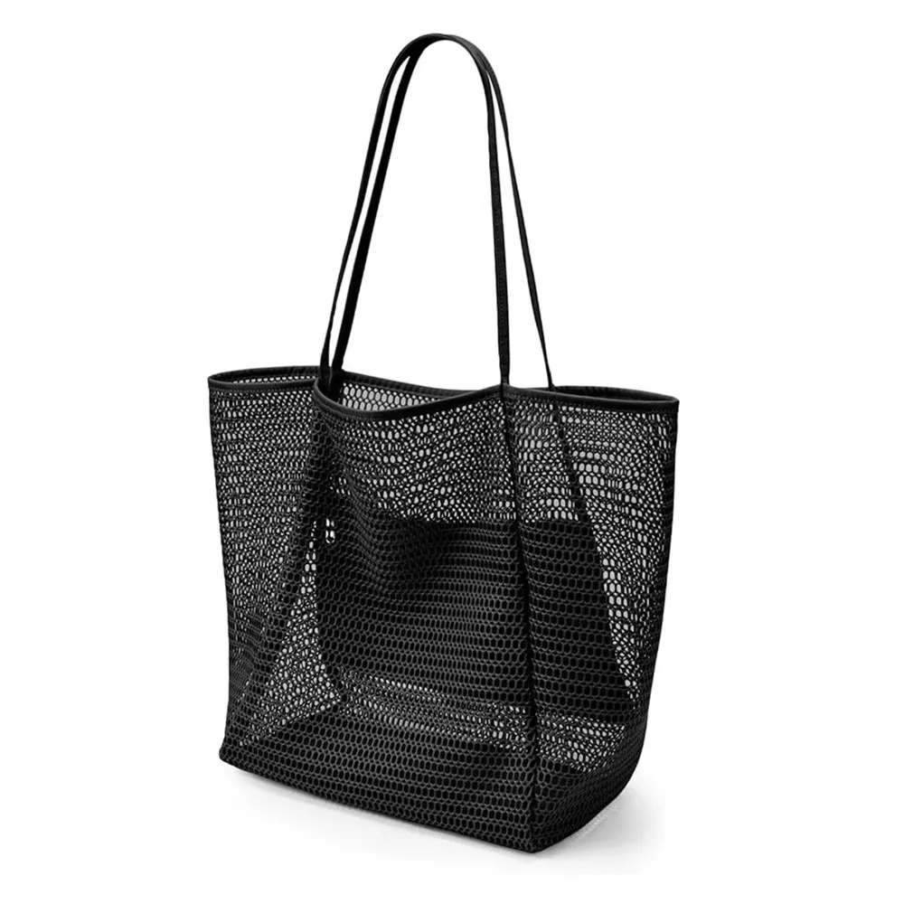 Fashion Breathable Mesh Toy Swimsuit Sundry Storageg Beach Bag Multi-functional Women Shoulder Shopping Large Picnic Handbag