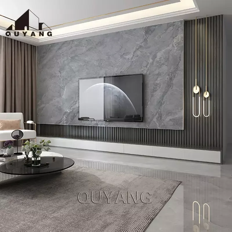 QUYANG European Style Home Decor Wall Cladding Artificial Marble Looking Sintered Stone Background Veneer Sheet