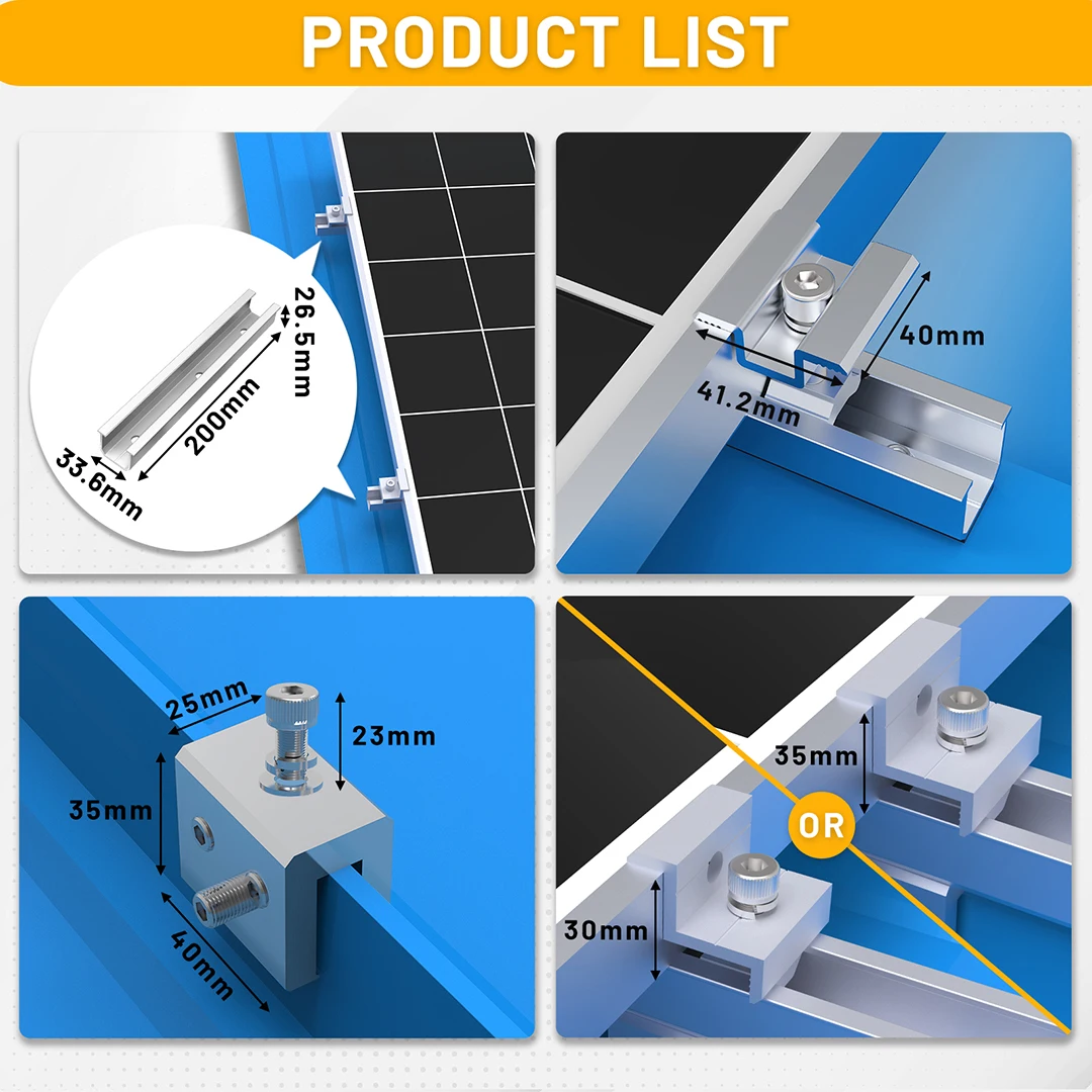 Roof Solar Panel Mounting Brackets for pv power cell solar energy system