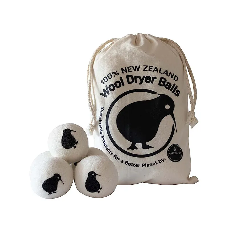 Organic New Zealand Wool Dryer Balls Handmade in 7cm Natural Felt for Cleaning and Washing Packaged in Cotton Bag